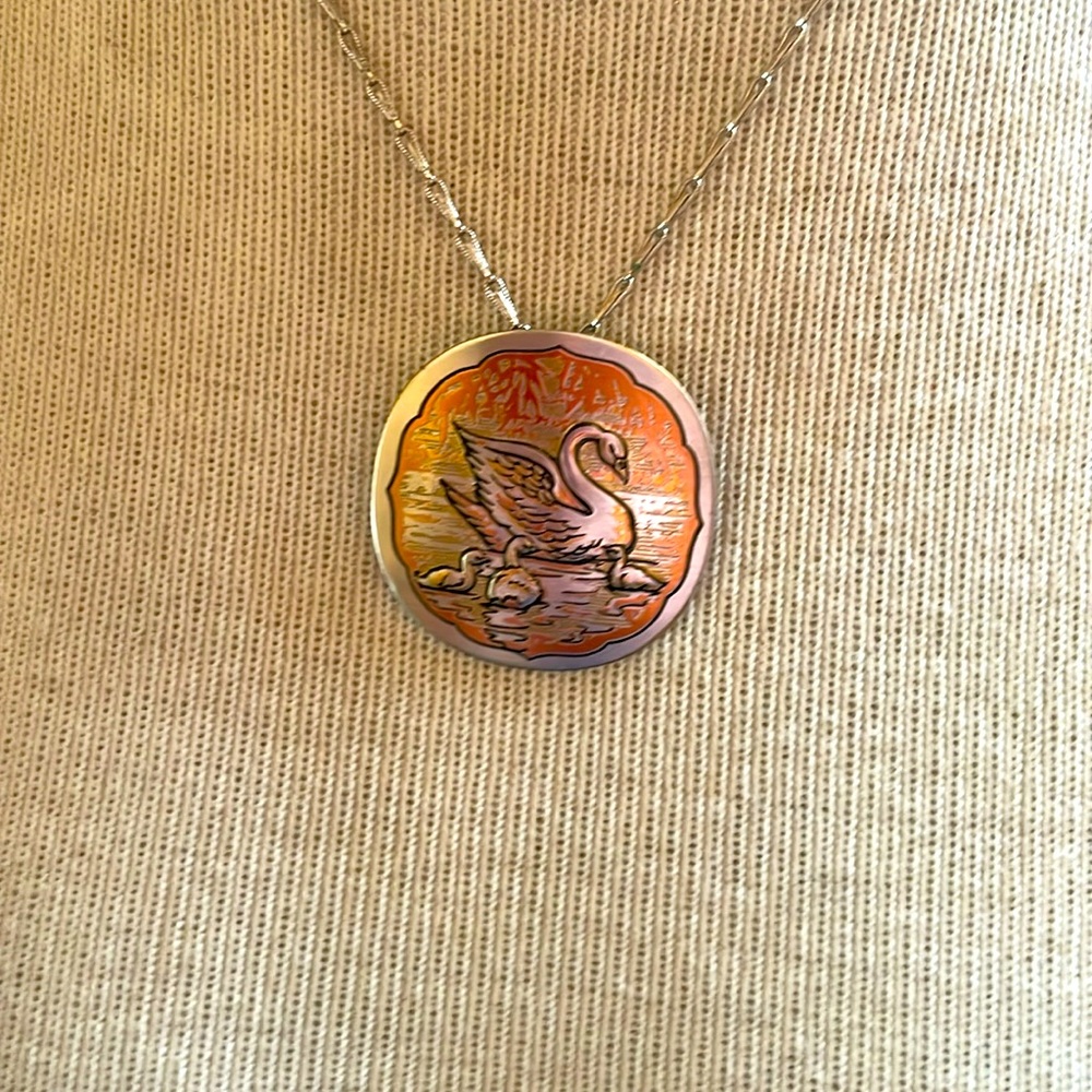 The reed and Barton damascene swan pendant